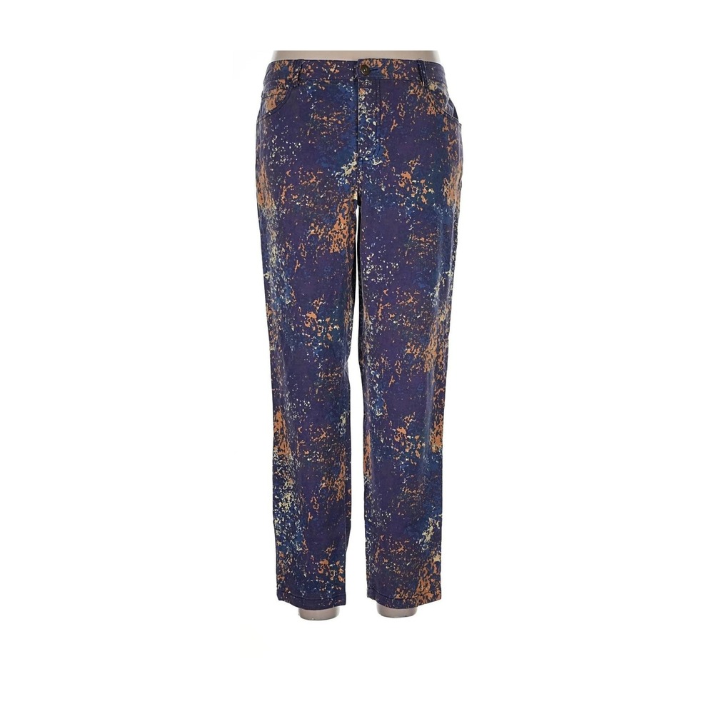 Peruvian Connection Pants Women Size 10 Purple Blue Orange Dapple Straight Leg